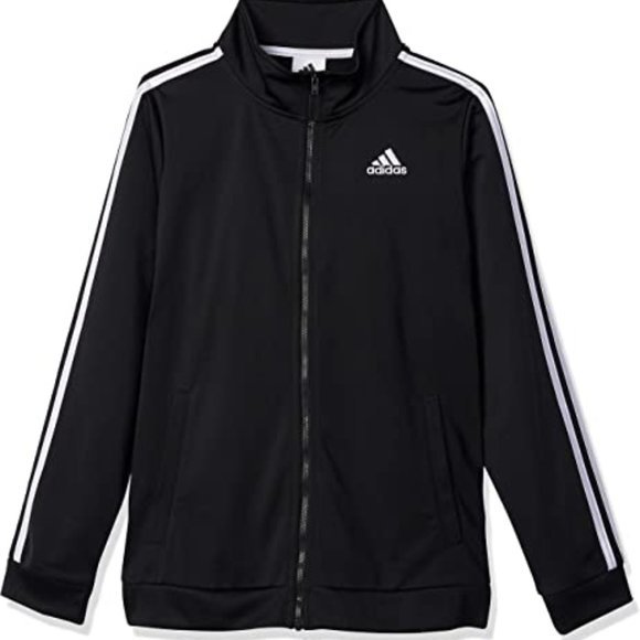 Adidas Girls’ Black & White Three Stripes Iconic Tricot Jacket - Picture 7 of 10